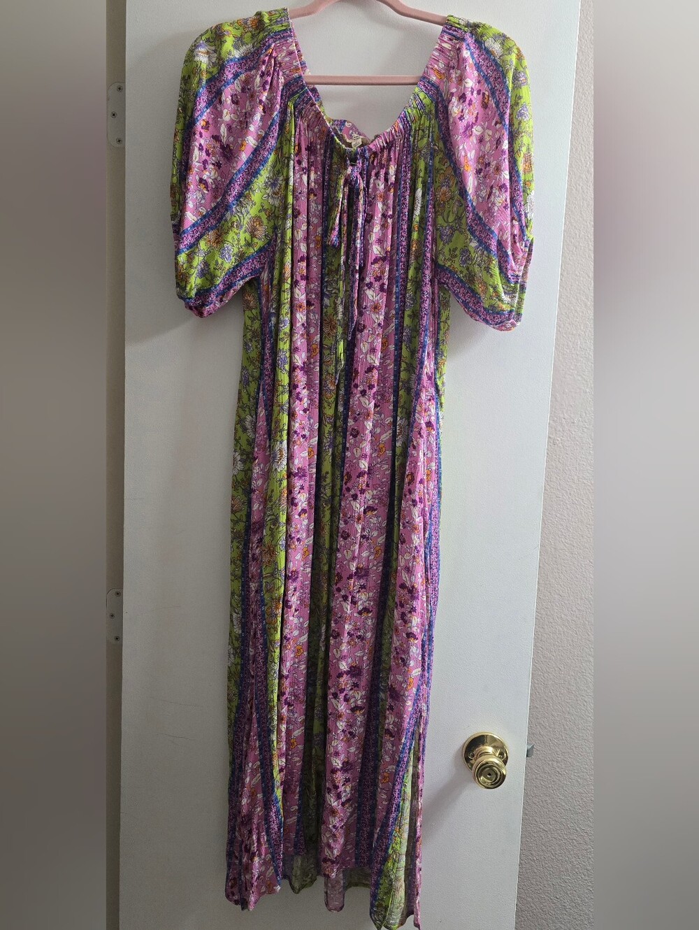 225 Easel Multicolor Floral Dress in Pink & Green